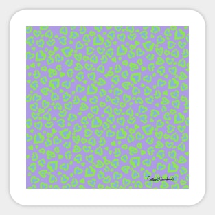 Valentine Leopard Pattern in Green on Pastel Blue Sticker